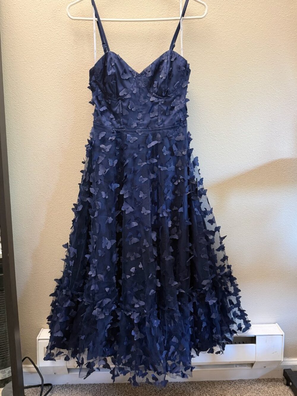 Lulus Time to Fly Navy Blue Butterfly Lace-Up Midi Dress